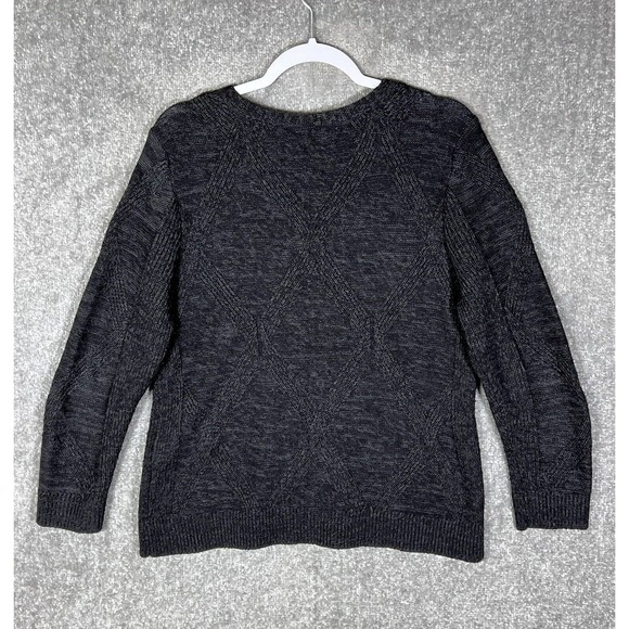 Christopher & Banks Long Sleeve V-Neck Knit Sweater Womens Size Large Black Gray - Picture 2 of 14